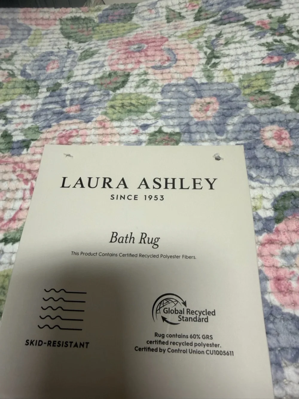 Laura Ashley Pastel Floral Bath Rug ~ 17x24”